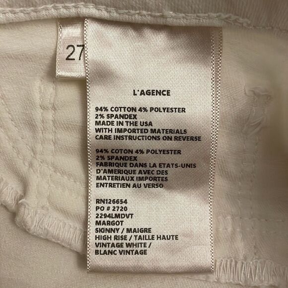 L'Agence Margot Jeans Womens 27 Vintage White High Rise Skinny Velvet Stripe - Picture 10 of 14